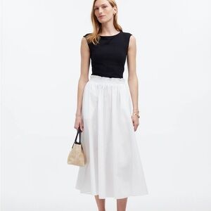 Madewell Pull-On Paperbag Midi Skirt White Size Small